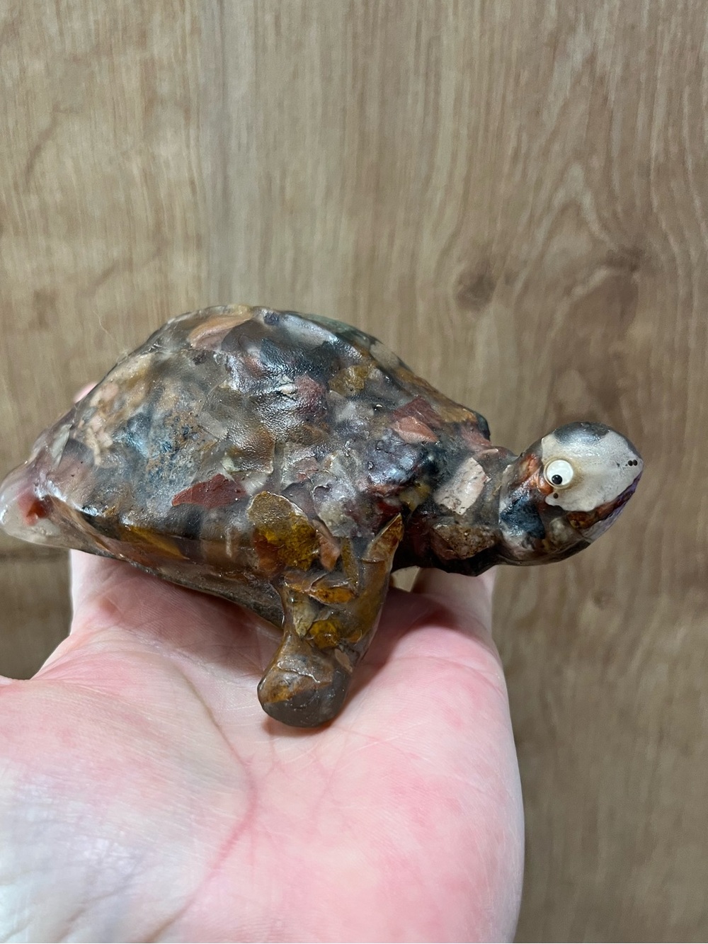 Vintage MCM Resin Pebble Art Turtle Figurine Kitsch Vomit Rock Tortoise